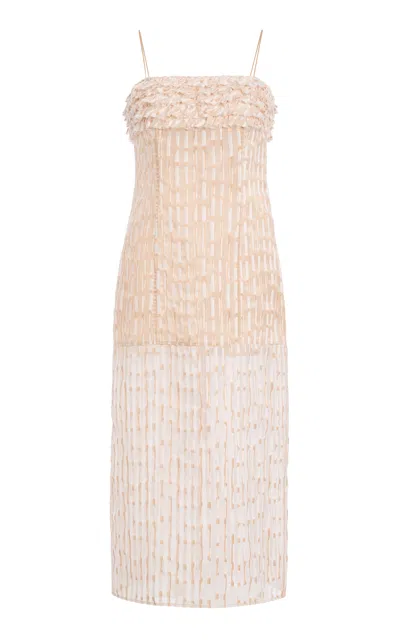 Ulla Johnson Katia Cotton-blend Fitted Midi Dress In Neutral