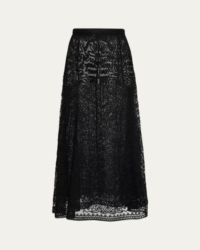 ULLA JOHNSON KATJA SHEER EMBROIDERED SKIRT