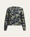 Ulla Johnson Kavi Floral Long-sleeve Blouse In Minuit