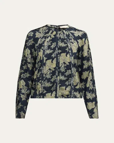ULLA JOHNSON KAVI FLORAL LONG-SLEEVE BLOUSE