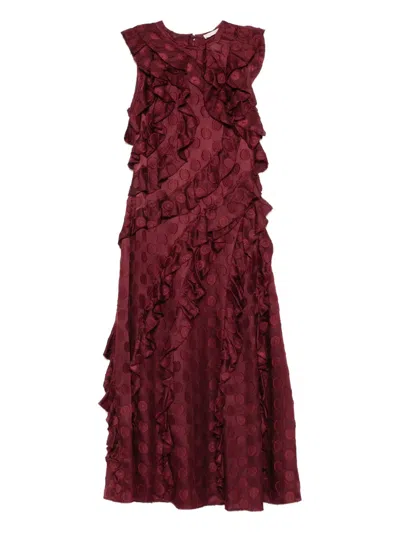 Ulla Johnson Kavita Cascading Ruffled Midi Dress In Burgundy