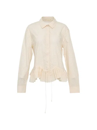 Ulla Johnson Kelila Long Sleeve Button Up Blouse In Neutral