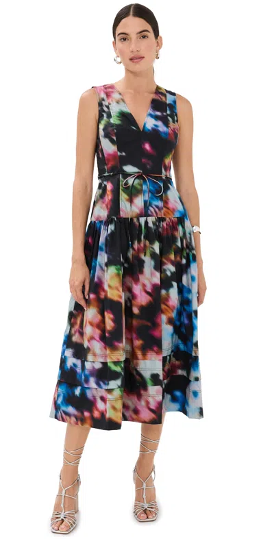 Ulla Johnson Kiran Print Tie Waist Sleeveless Dress In Aura