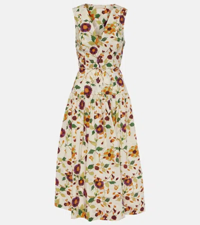 Ulla Johnson Kiran Floral Cotton Midi Dress In Multi