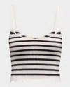 Ulla Johnson Klea Stripe Cropped Tank Top In Noir Stripe