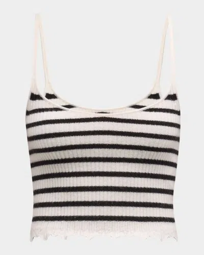 Ulla Johnson Klea Stripe Cropped Tank Top In Noir Stripe