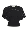 Ulla Johnson Josie Cape Sleeve Knit Top In Noir In Black