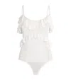 Ulla Johnson Bania Ruffle Trim Crochet Bodysuit In White