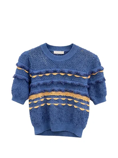 Ulla Johnson Knitted Short-sleeve Top In Blue