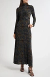 Ulla Johnson Koa Jersey Ruched Front Turtleneck Dress Desert Jasper In Black