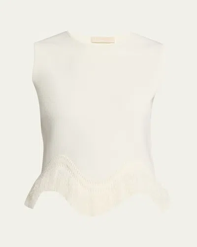 Ulla Johnson Koa Knit Fringe Top In White