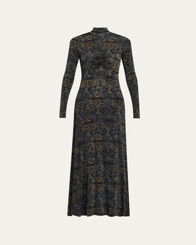 ULLA JOHNSON KOA RUCHED JERSEY TURTLENECK MAXI DRESS