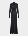 Ulla Johnson Koa Ruched Jersey Turtleneck Maxi Dress In Black
