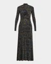Ulla Johnson Koa Ruched Printed Stretch-jersey Turtleneck Maxi Dress In Brown