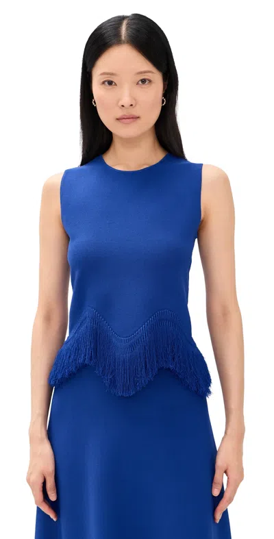 Ulla Johnson Koa Sleeveless Knit Top With Fringe Cobalt In Blue