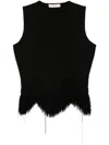 Ulla Johnson Koa Fringed Knitted Top In Black  