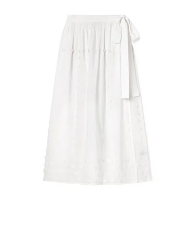 Ulla Johnson Kyla Appliquéd Cotton-voile Pareo In White