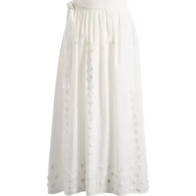 Ulla Johnson Kyla Floral Appliqué Cotton Cover-up Wrap Skirt In White