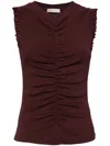 Ulla Johnson Kyla Ruched Sleeveless Cotton Top In Red