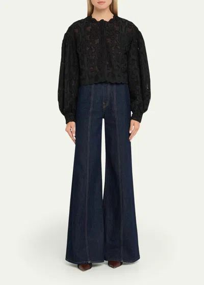 Ulla Johnson Lace Applique Short Jacket In Black