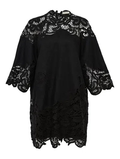 ULLA JOHNSON LACE-INSERT LINEN TOP