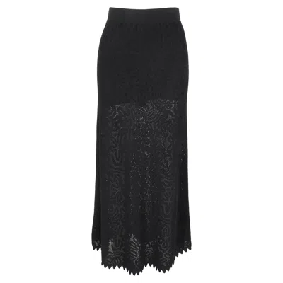 Pre-owned Ulla Johnson Lace Maxi Skirt In Black Viscose