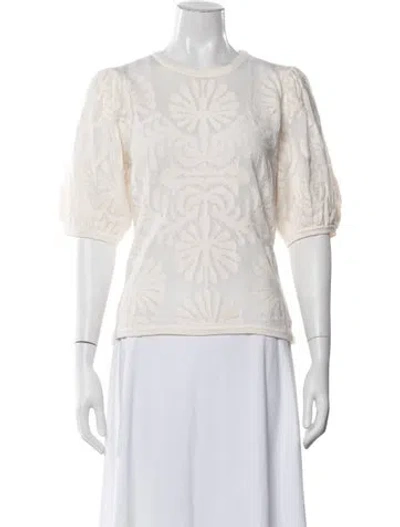 Pre-owned Ulla Johnson Lace Pattern Crew Neck Sweater In Neutrals