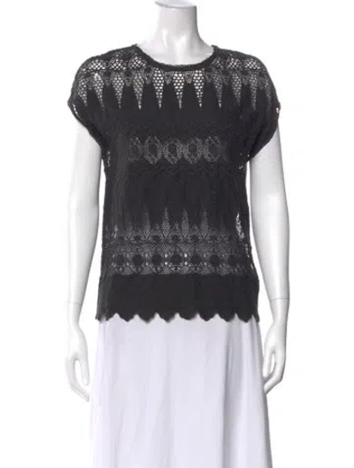 Pre-owned Ulla Johnson Lace Pattern Crew Neck Top In Black