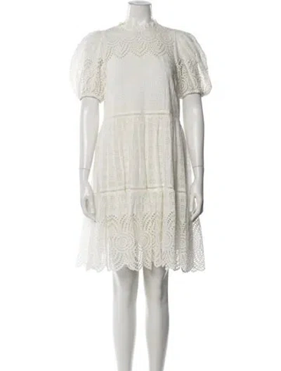 Pre-owned Ulla Johnson Lace Pattern Knee-length Dress In White