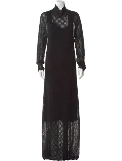 Pre-owned Ulla Johnson Lace Pattern Long Dress In Black