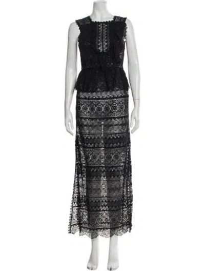 Pre-owned Ulla Johnson Lace Pattern Long Dress In Black