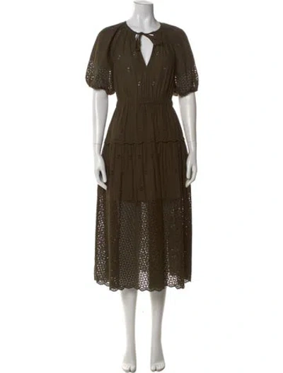 Pre-owned Ulla Johnson Lace Pattern Long Dress In Green