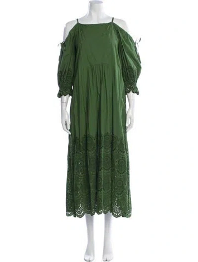 Pre-owned Ulla Johnson Lace Pattern Long Dress In Green
