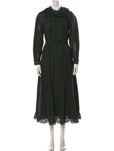 Pre-owned Ulla Johnson Lace Pattern Long Dress In Green
