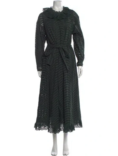 Pre-owned Ulla Johnson Lace Pattern Long Dress In Green