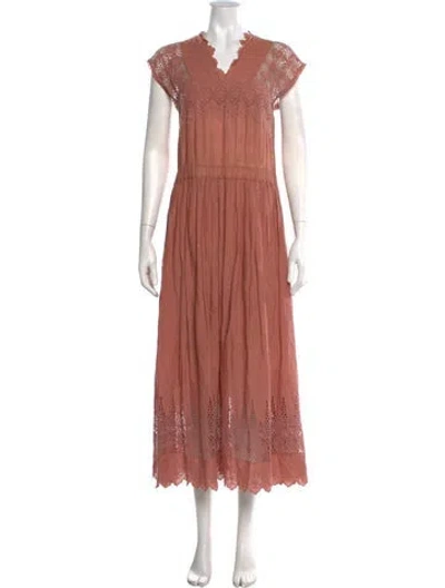 Pre-owned Ulla Johnson Lace Pattern Long Dress In Pink