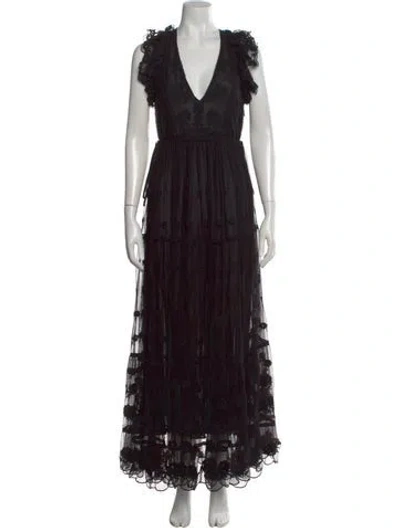 Pre-owned Ulla Johnson Lace Pattern Long Dress W/ Tags In Black