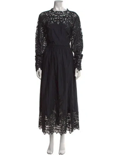 Pre-owned Ulla Johnson Lace Pattern Long Dress W/ Tags In Black