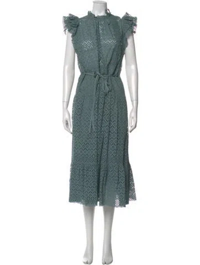 Pre-owned Ulla Johnson Lace Pattern Long Dress W/ Tags In Green