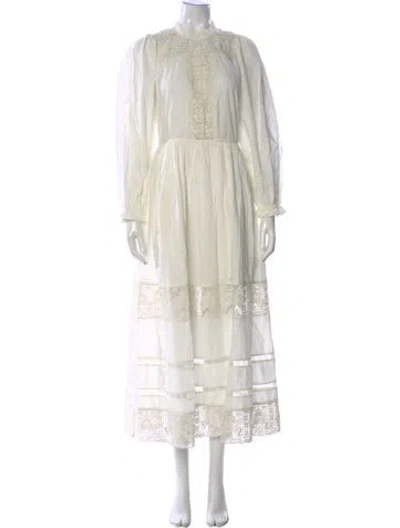 Pre-owned Ulla Johnson Lace Pattern Long Dress W/ Tags In Neutral