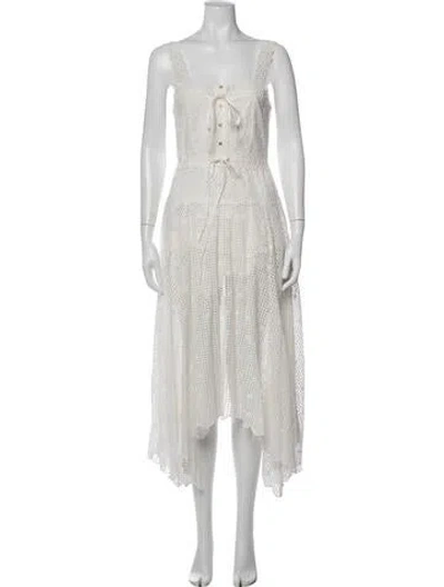 Pre-owned Ulla Johnson Lace Pattern Long Dress In White