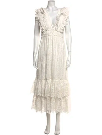 Pre-owned Ulla Johnson Lace Pattern Long Dress In White