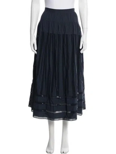 Pre-owned Ulla Johnson Lace Pattern Long Skirt In Blue