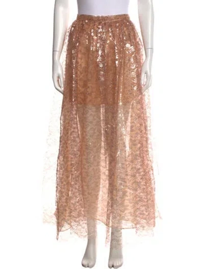 Pre-owned Ulla Johnson Lace Pattern Long Skirt In Pink