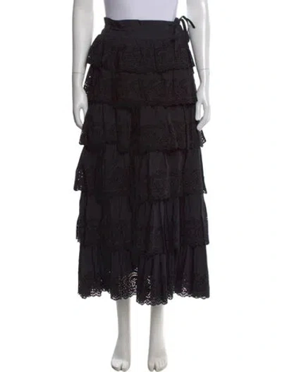 Pre-owned Ulla Johnson Lace Pattern Long Skirt W/ Tags In Black