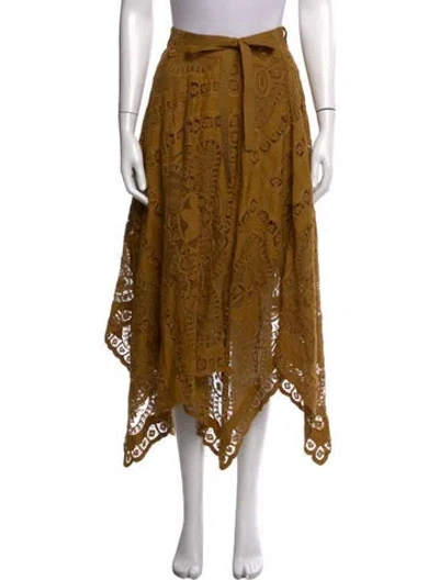 Pre-owned Ulla Johnson Lace Pattern Long Skirt In Yellow