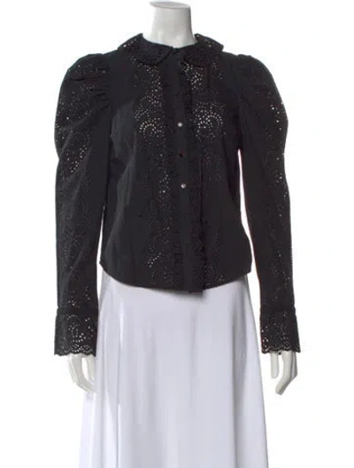 Pre-owned Ulla Johnson Lace Pattern Long Sleeve Blouse In Black