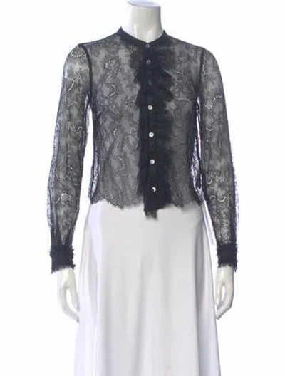 Pre-owned Ulla Johnson Lace Pattern Long Sleeve Blouse In Black