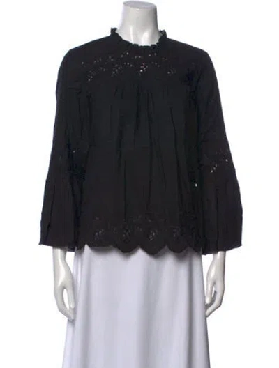 Pre-owned Ulla Johnson Lace Pattern Long Sleeve Blouse In Black