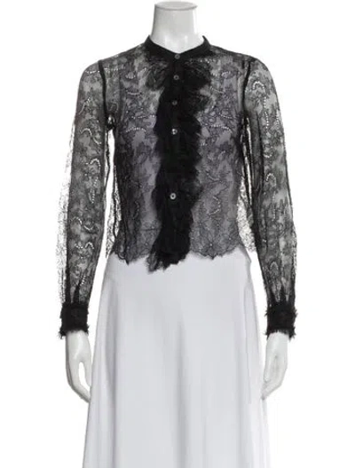 Pre-owned Ulla Johnson Lace Pattern Long Sleeve Blouse In Gray